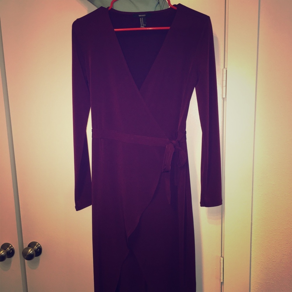 Plum colored wrap dress